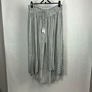 American Eagle High-Low Striped Skirt Sz Large Elastic Waistband Tie Front Tasse